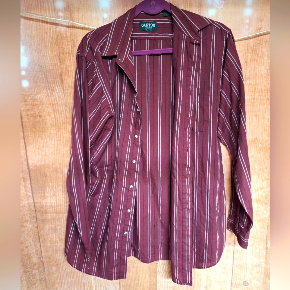 Oakton red button down shirt Men's size large tall